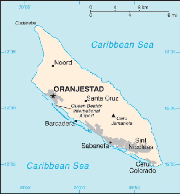 Karte für einen Freiwilligendienst in Aruba
