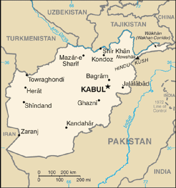 Karte für einen Freiwilligendienst in Afghanistan
