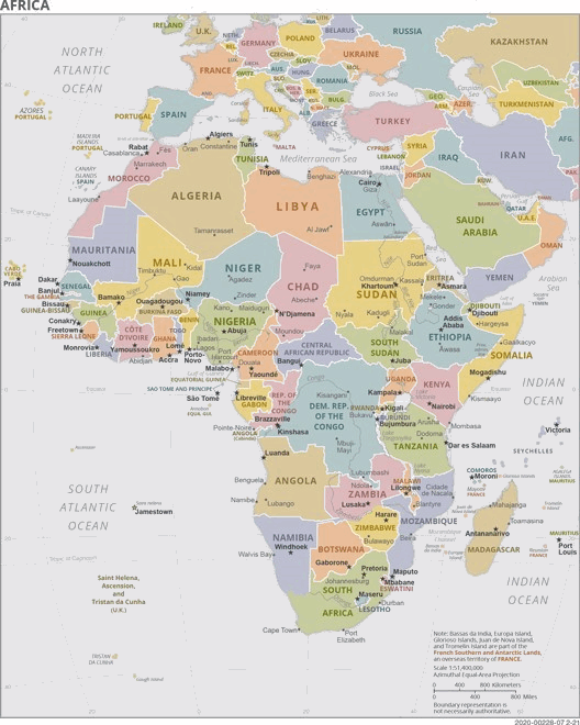 Karte für einen Freiwilligendienst in Afrika