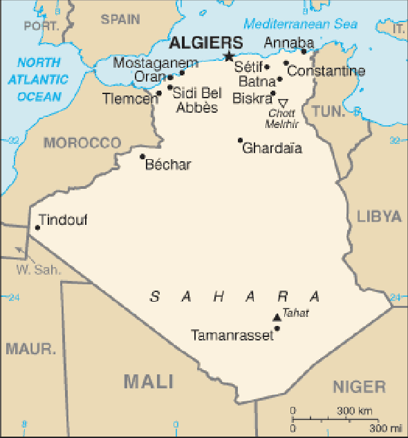 Karte für einen Freiwilligendienst in Algerien