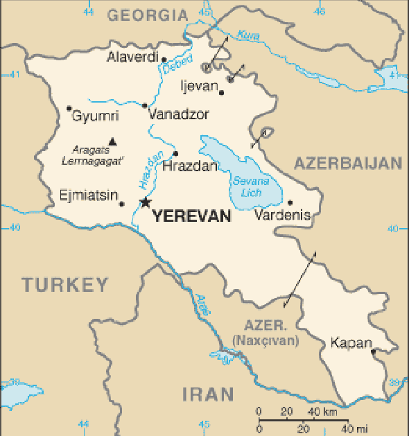 Karte für einen Freiwilligendienst in Armenien
