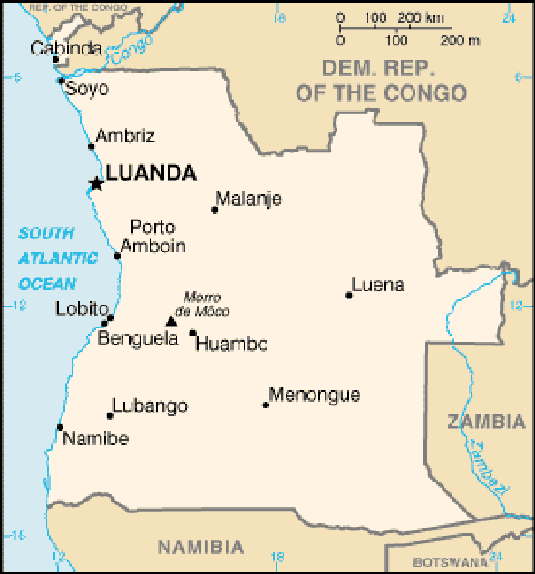 Karte für einen Freiwilligendienst in Angola