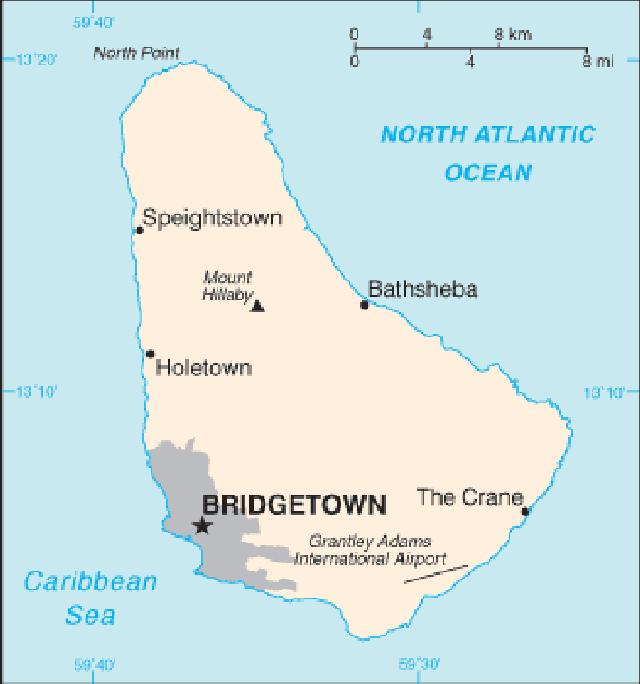 Karte für einen Freiwilligendienst in Barbados