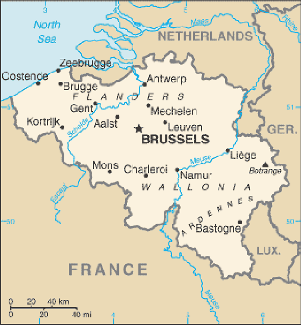 Karte für einen Freiwilligendienst in Belgien
