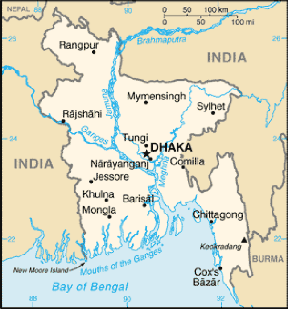 Karte für einen Freiwilligendienst in Bangladesch