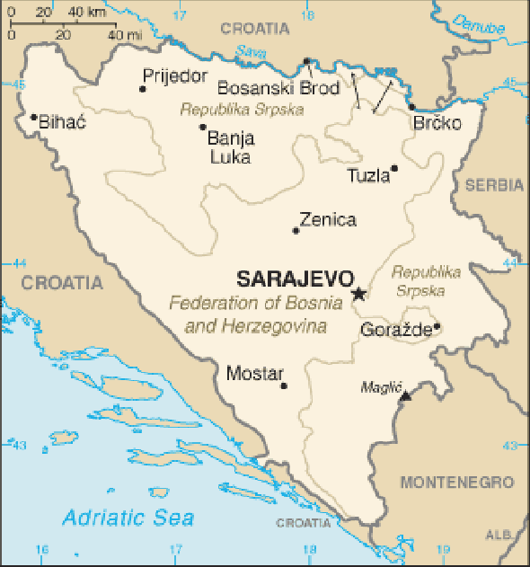 Karte für einen Freiwilligendienst in Bosnien und Herzegowina