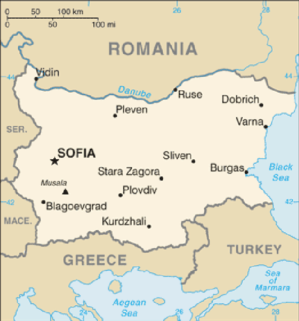 Karte für einen Freiwilligendienst in Bulgarien