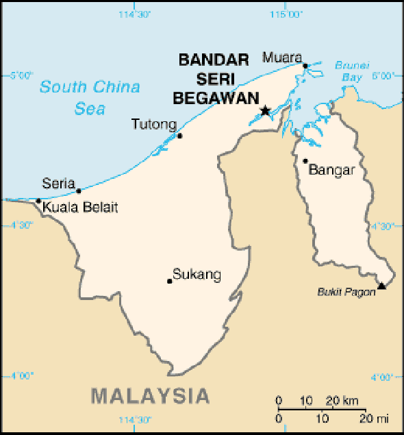 Karte für einen Freiwilligendienst in Brunei