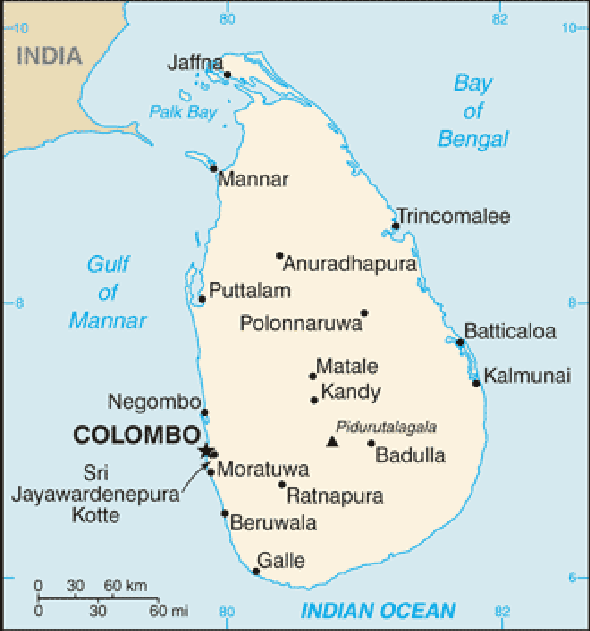 Karte für einen Freiwilligendienst in Sri Lanka
