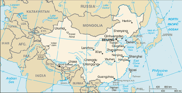 Karte für einen Freiwilligendienst in China, Volksrepublik