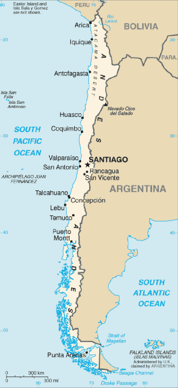Karte für einen Freiwilligendienst in Chile