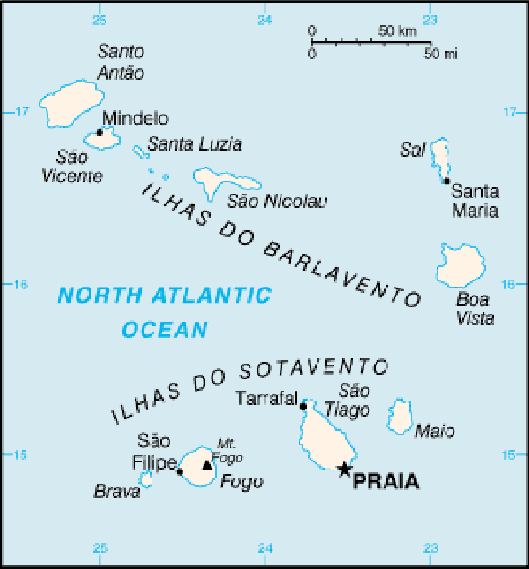 Karte für einen Freiwilligendienst in Kap Verde, Republik