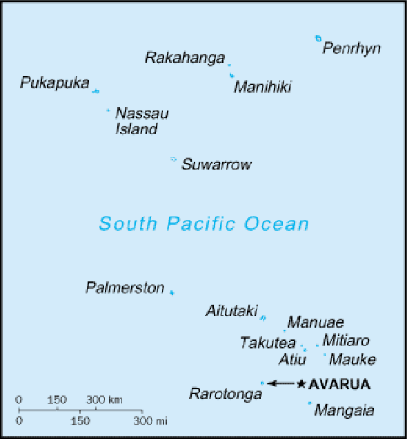 Karte für einen Freiwilligendienst in Cookinseln