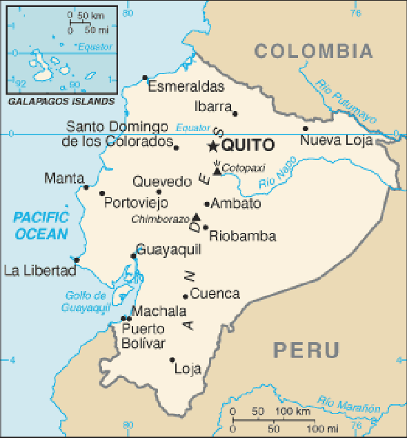 Karte für einen Freiwilligendienst in Ecuador