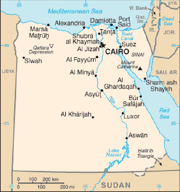Karte für einen Freiwilligendienst in Ägypten