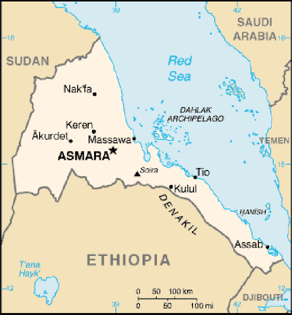 Karte für einen Freiwilligendienst in Eritrea