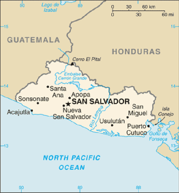 Karte für einen Freiwilligendienst in El Salvador