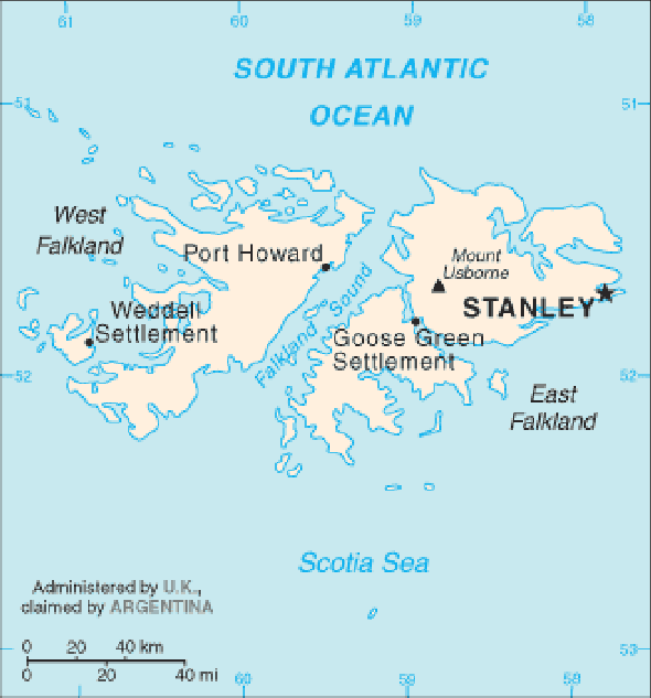 Karte für einen Freiwilligendienst in Falklandinseln