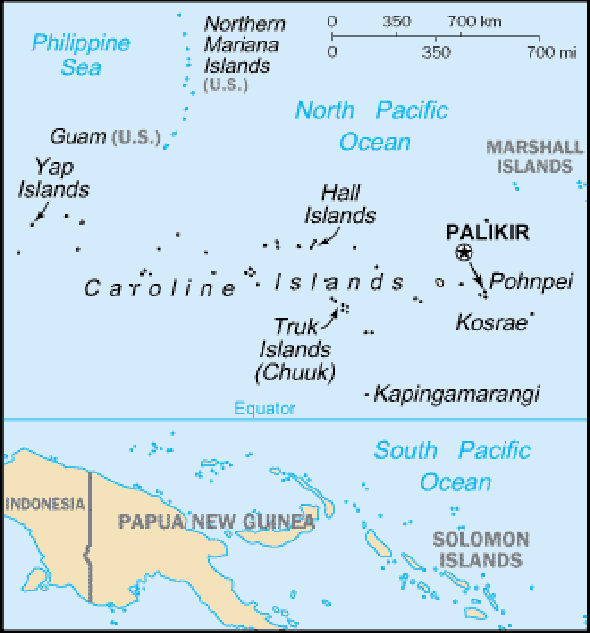 Karte für einen Freiwilligendienst in Mikronesien, Föderierte Staaten von