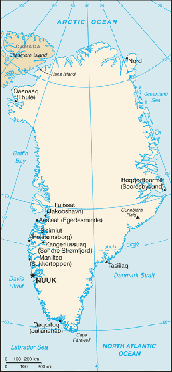 Karte für einen Freiwilligendienst in Grönland