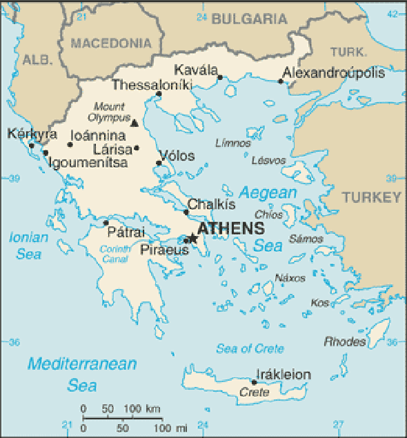 Karte für einen Freiwilligendienst in Griechenland