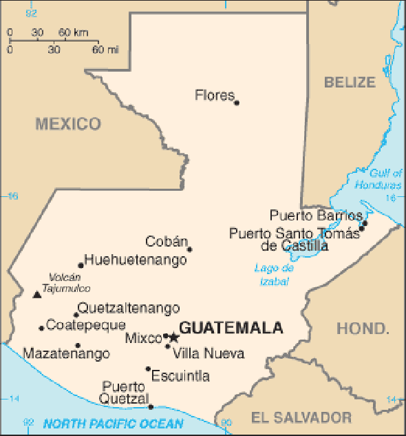 Karte für einen Freiwilligendienst in Guatemala