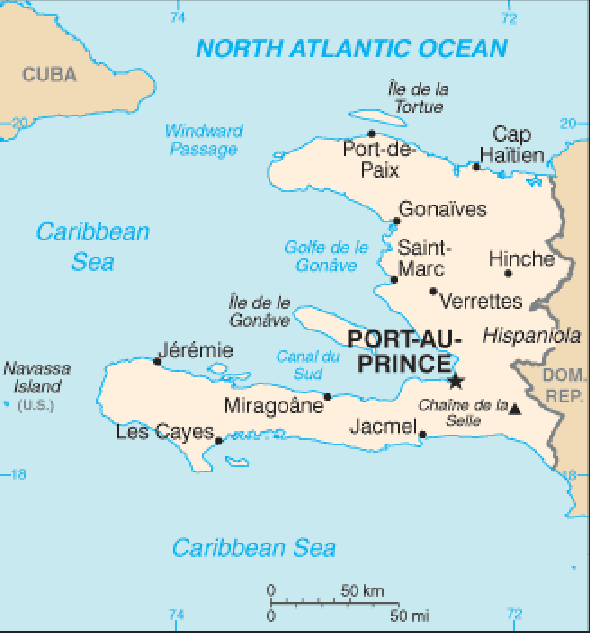 Karte für einen Freiwilligendienst in Haiti