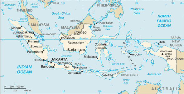 Karte für einen Freiwilligendienst in Indonesien
