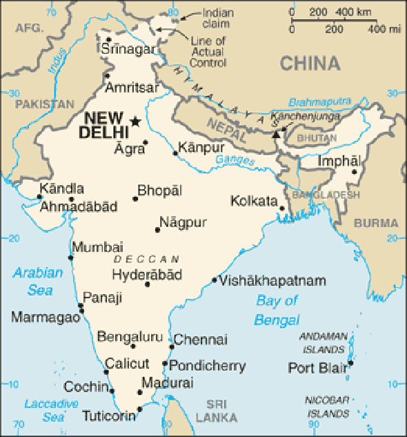 Karte für einen Freiwilligendienst in Indien