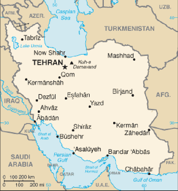 Karte für einen Freiwilligendienst in Iran