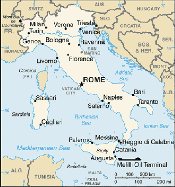 Karte für einen Freiwilligendienst in Italien