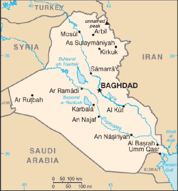 Karte für einen Freiwilligendienst in Irak