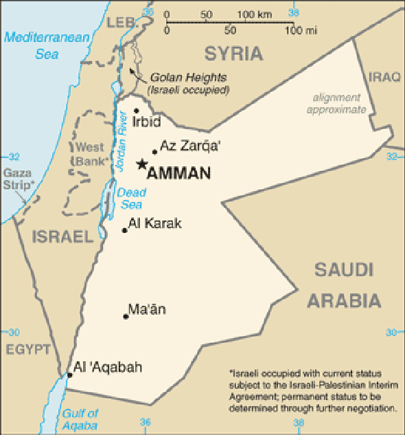 Karte für einen Freiwilligendienst in Jordanien