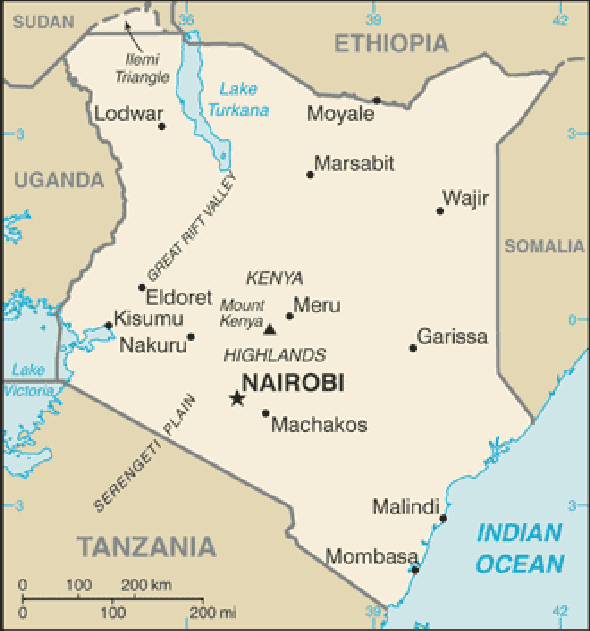 Karte für einen Freiwilligendienst in Kenia
