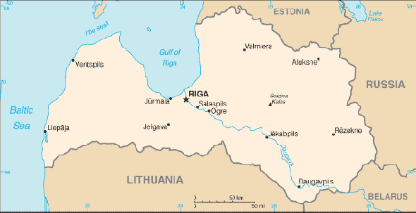 Karte für einen Freiwilligendienst in Lettland