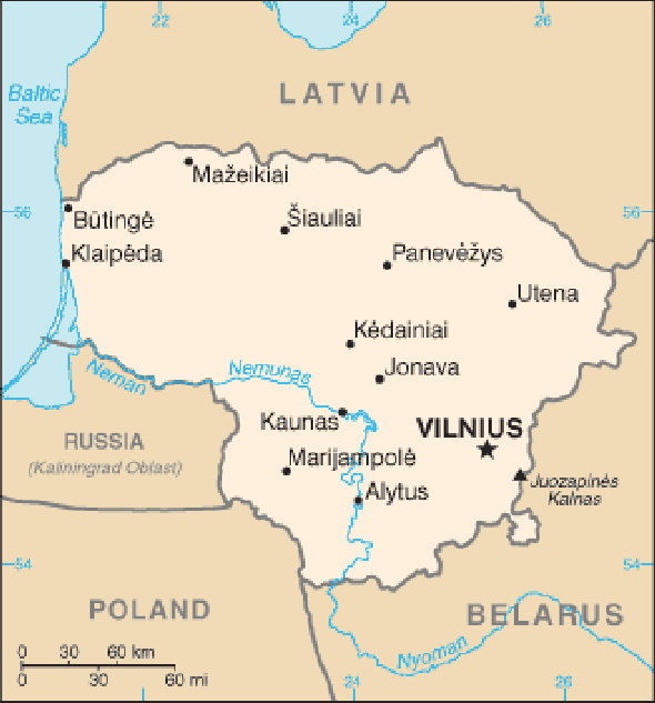 Karte für einen Freiwilligendienst in Litauen
