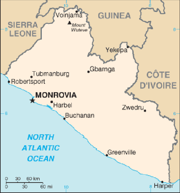 Karte für einen Freiwilligendienst in Liberia, Republik