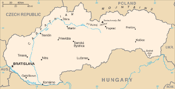 Karte für einen Freiwilligendienst in Slowakei