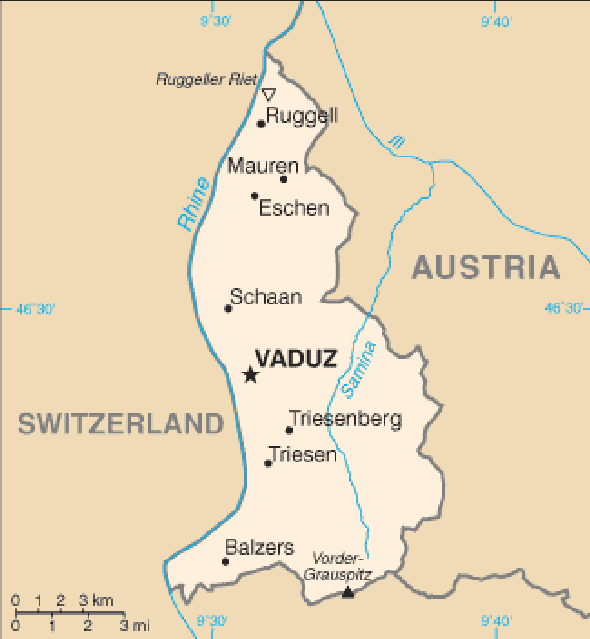 Karte für einen Freiwilligendienst in Liechtenstein, Fürstentum