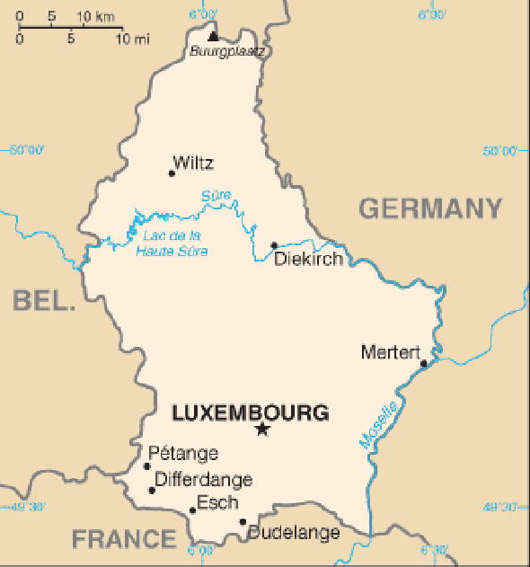 Karte für einen Freiwilligendienst in Luxemburg