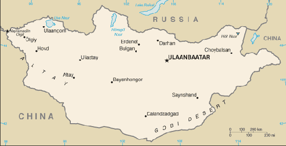 Karte für einen Freiwilligendienst in Mongolei