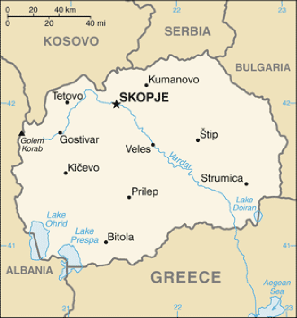 Karte für einen Freiwilligendienst in Mazedonien
