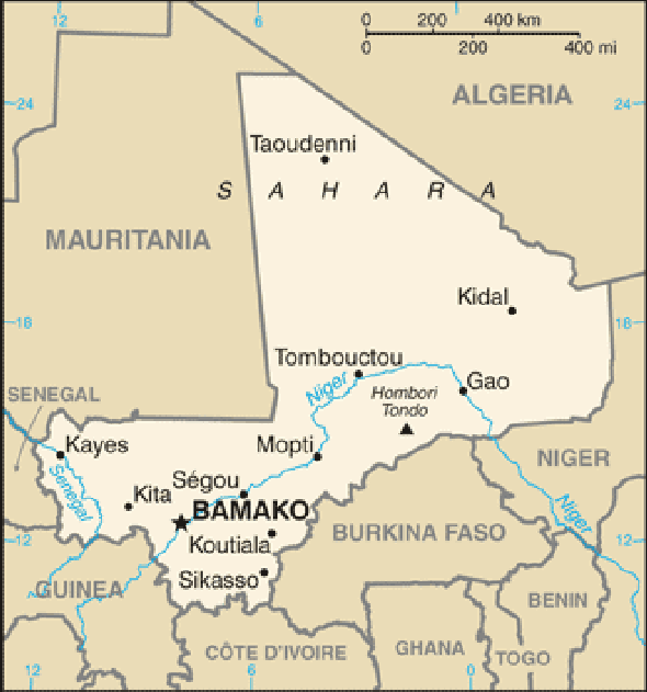 Karte für einen Freiwilligendienst in Mali, Republik