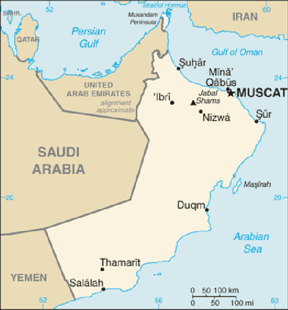 Karte für einen Freiwilligendienst in Oman