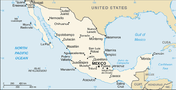 Karte für einen Freiwilligendienst in Mexiko