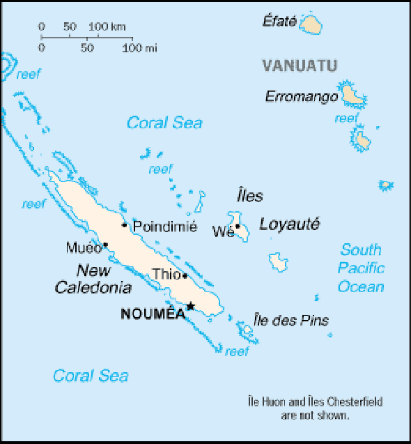 Karte für einen Freiwilligendienst in Neukaledonien