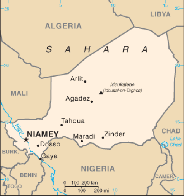 Karte für einen Freiwilligendienst in Niger