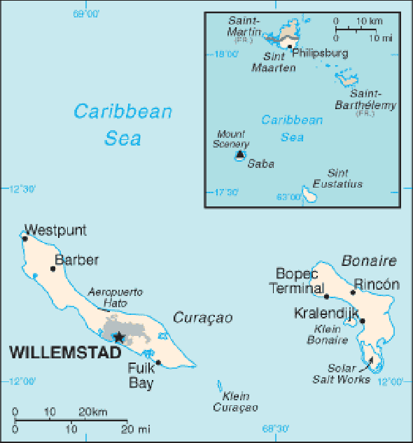 Karte für einen Freiwilligendienst in Niederländische Antillen