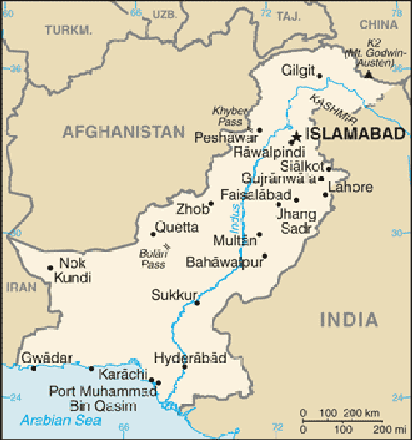 Karte für einen Freiwilligendienst in Pakistan