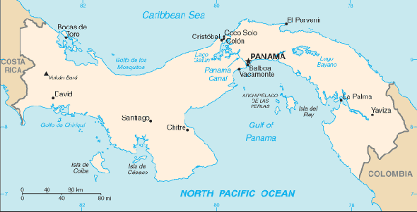 Karte für einen Freiwilligendienst in Panama